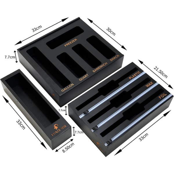 Set de organisateur pour cuisine en bambou 9 en 1 Noir – Image 5