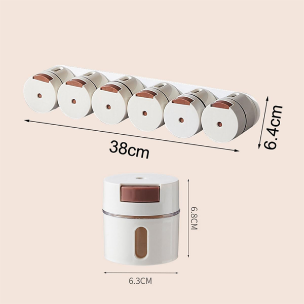 Set de 6 Pots à Épices Ronds en Plastique Magnétique 250ml – Image 5