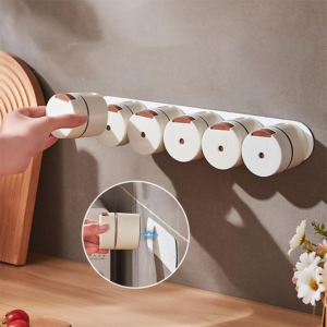 Set de 6 Pots à Épices Ronds en Plastique Magnétique 250ml