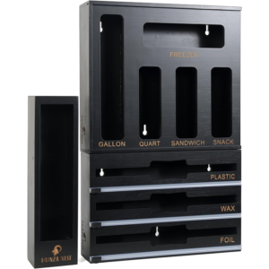 Set de organisateur pour cuisine en bambou 9 en 1 Noir