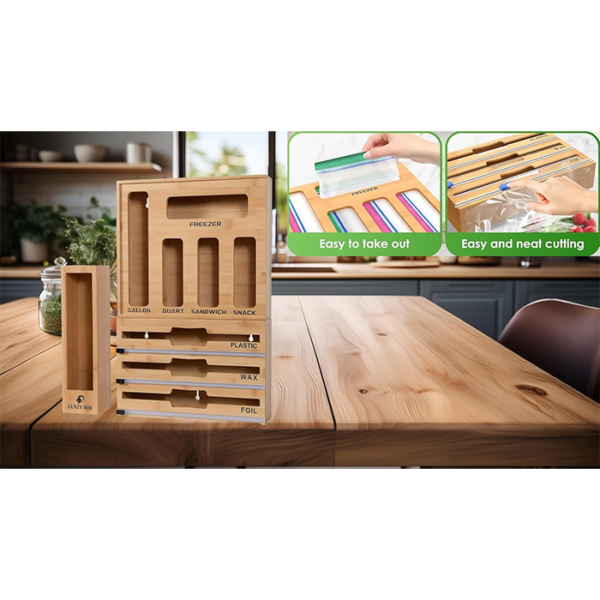 Set de organisateur pour cuisine en bambou 9 en 1 – Image 2