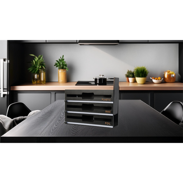 Set de organisateur pour cuisine en bambou 9 en 1 Noir – Image 4