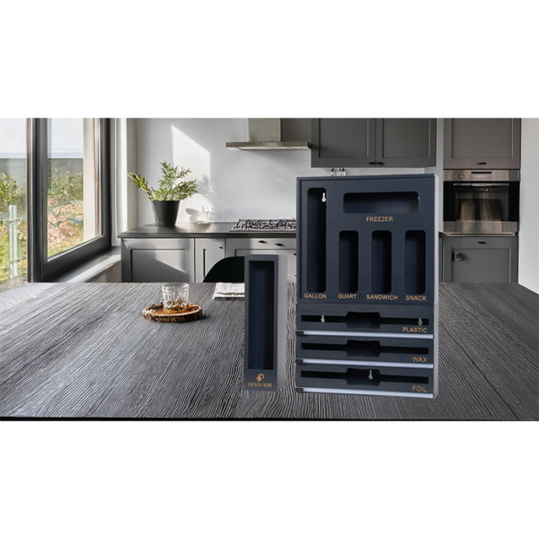 Set de organisateur pour cuisine en bambou 9 en 1 Gris – Image 2