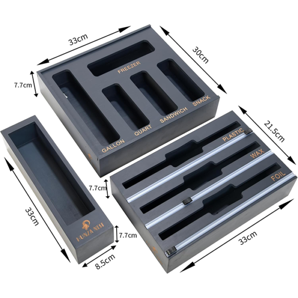 Set de organisateur pour cuisine en bambou 9 en 1 Gris – Image 5